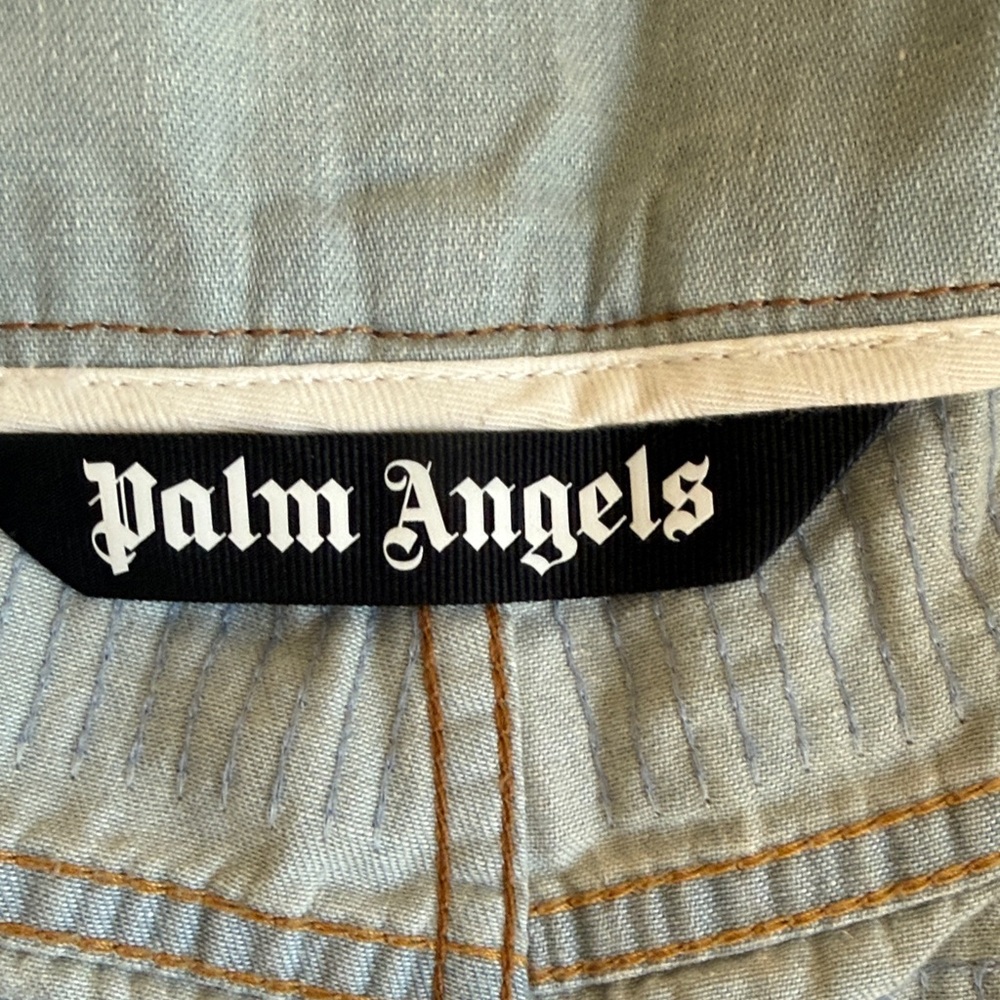 Palm Angels Light Gray Distressed Men's Jeans - Picture 7 of 14